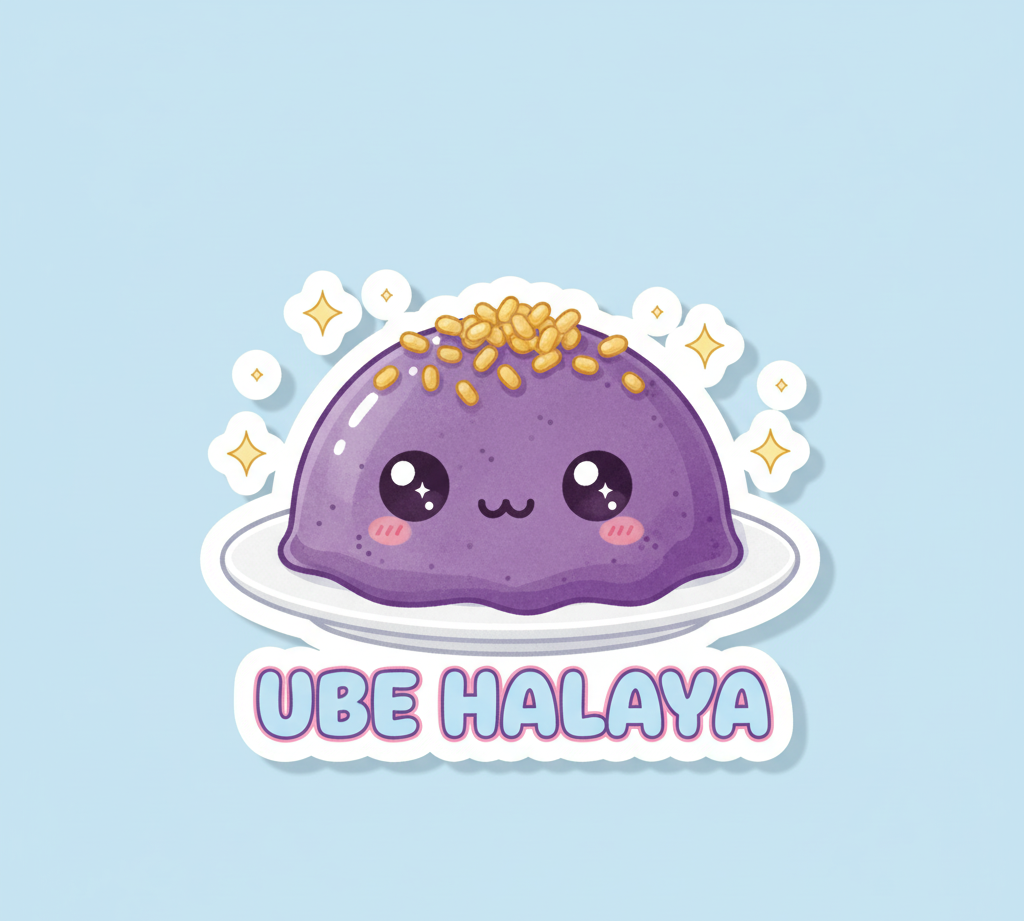 Ube Halaya Sticker - Cute Filipino Purple Yam Dessert