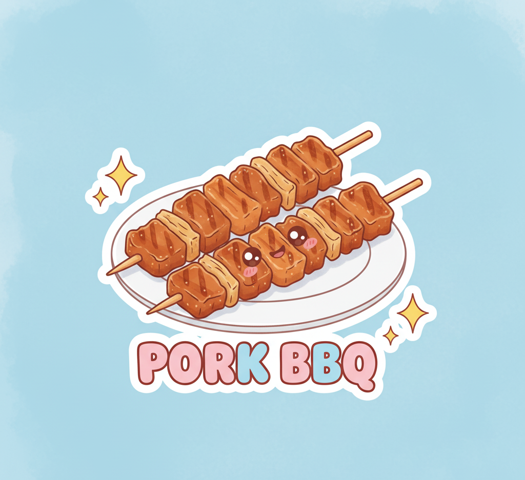 Pork BBQ Sticker - Cute Filipino Grilled Pork Skewers